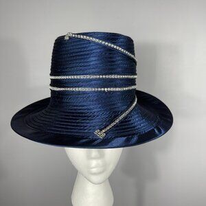Royal Blue with rhinestones KENTUCKY DERBY or CHURCH SERVICE HAT